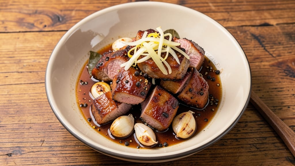 Adobong Pork Recipe Panlasang Pinoy: Smoky Soy-Ginger Braise with Crispy Celery Crowns