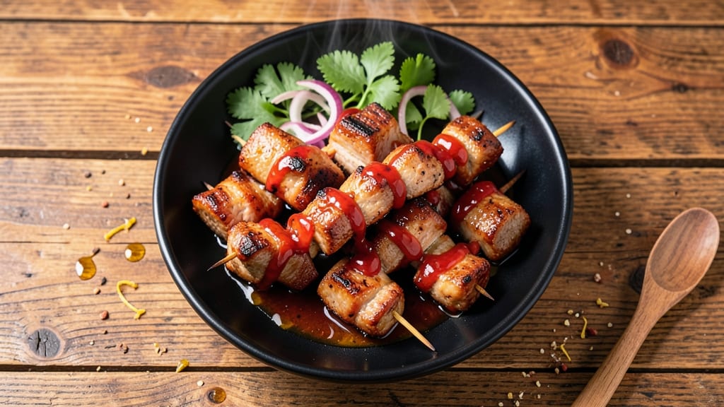 Asian Pork Kabobs Recipe: Charred, Sticky-Sweet Skewers With Umami Crunch