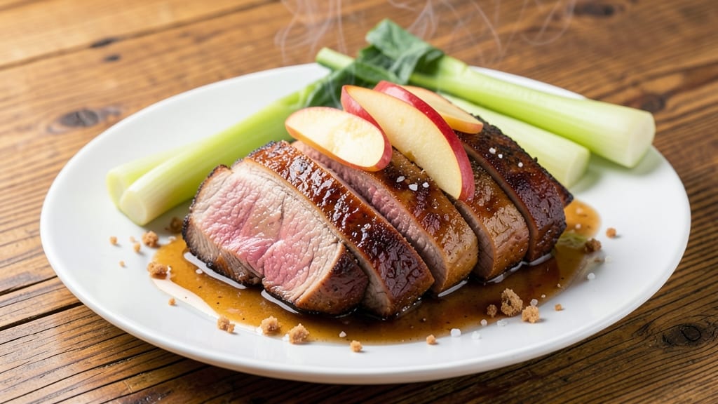 Apple Smoked Pork Loin Recipe: Celery Crown Crunch Over Smoky Apple Glaze