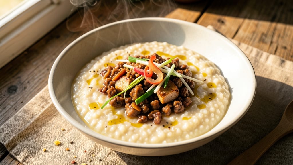 Minced Pork Porridge Recipe: Silky Spiced Rice with Savory Pork Bites