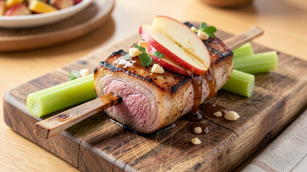 MN State Fair Pork Chop on a Stick Recipe: Crispy Celery Crowns Over Sweet Apple Glaze