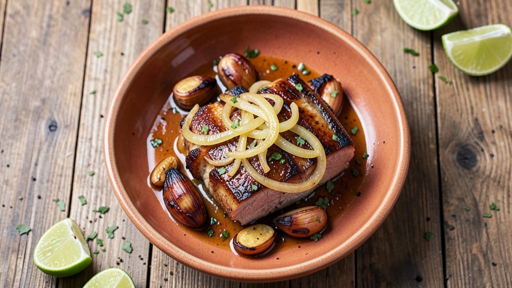 Abuelos Pork Tenderloin Recipe: Celery Crown Crunch Over Smoky Tomato Gravy