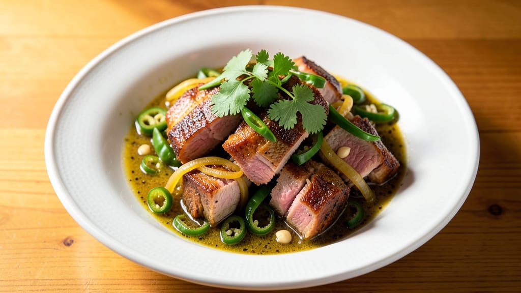 Mild Pork Green Chili Recipe: Smoky Cumin-Kissed Shreds With Celery Crown Crunch