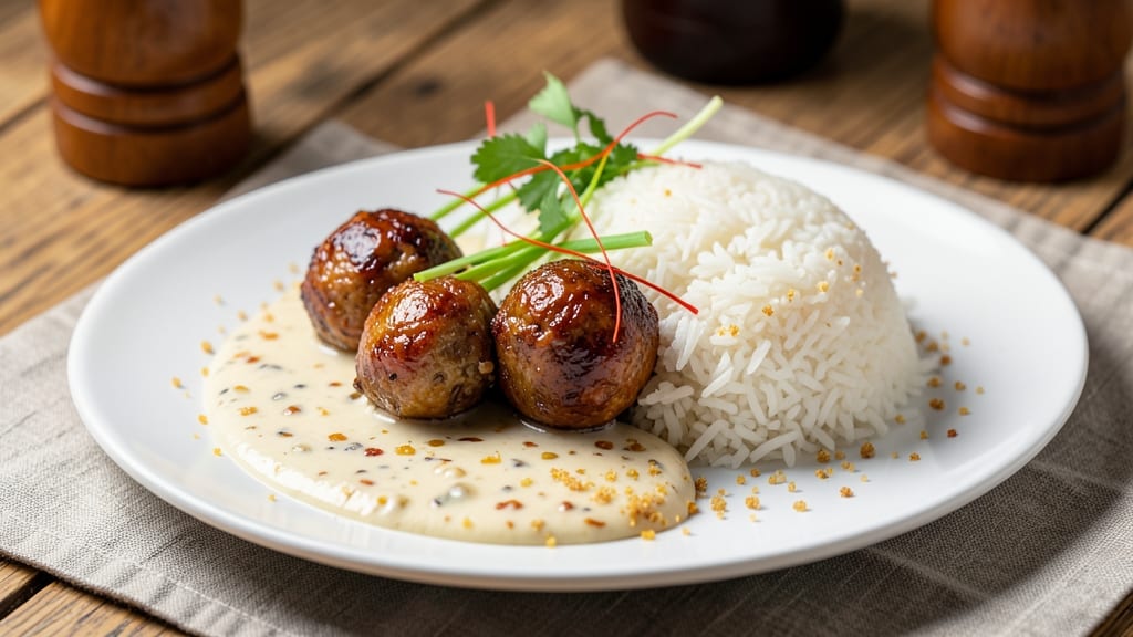 Minced Pork Balls Recipe: Crispy-Edged Meatballs With Herby Gravy