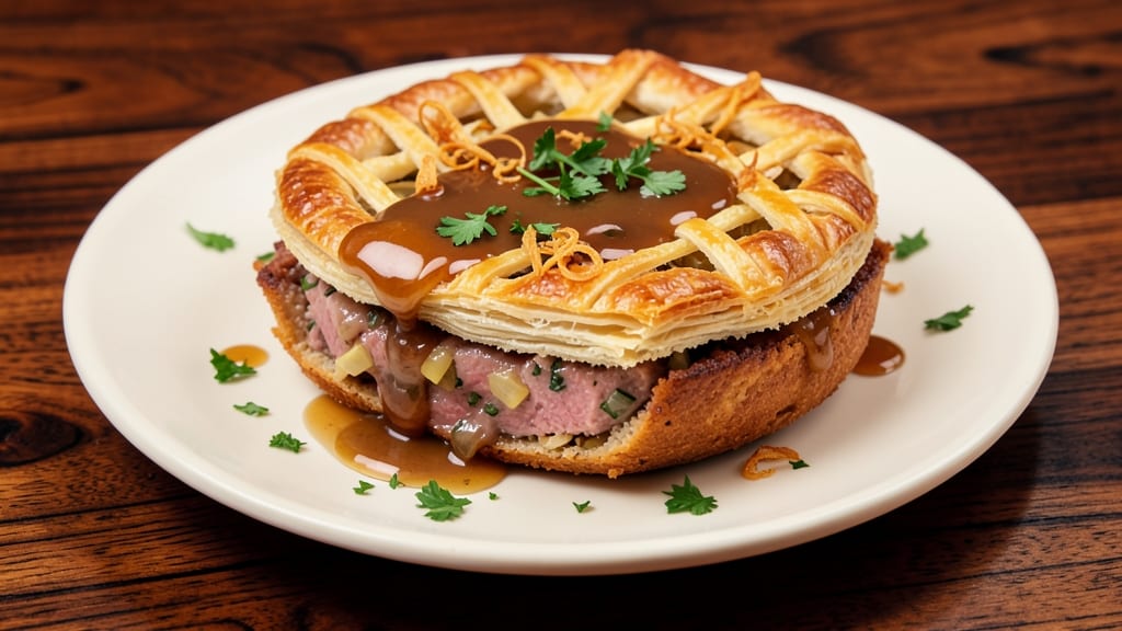 Michael Symon's Pork Pie Recipe: Crispy Celery Crowns Over Savory Herb Gravy