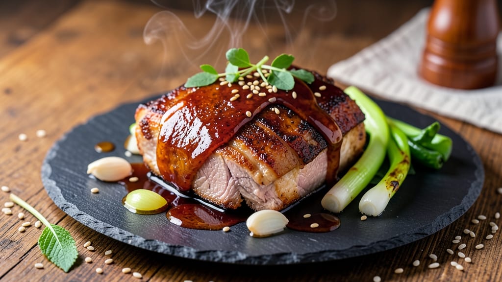 Miso Shoyu Pork Recipe: Umami-Rich Braise with Crispy Celery Crown Topping