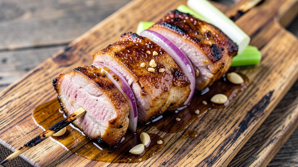Minnesota State Fair Pork Chops on a Stick Recipe: Celery Crown Crunch Over Smoky Tomato Glaze